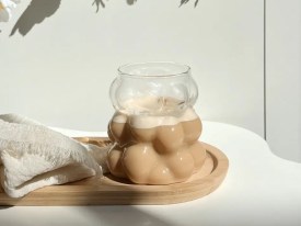 Vaso vidrio irregular burbujas 